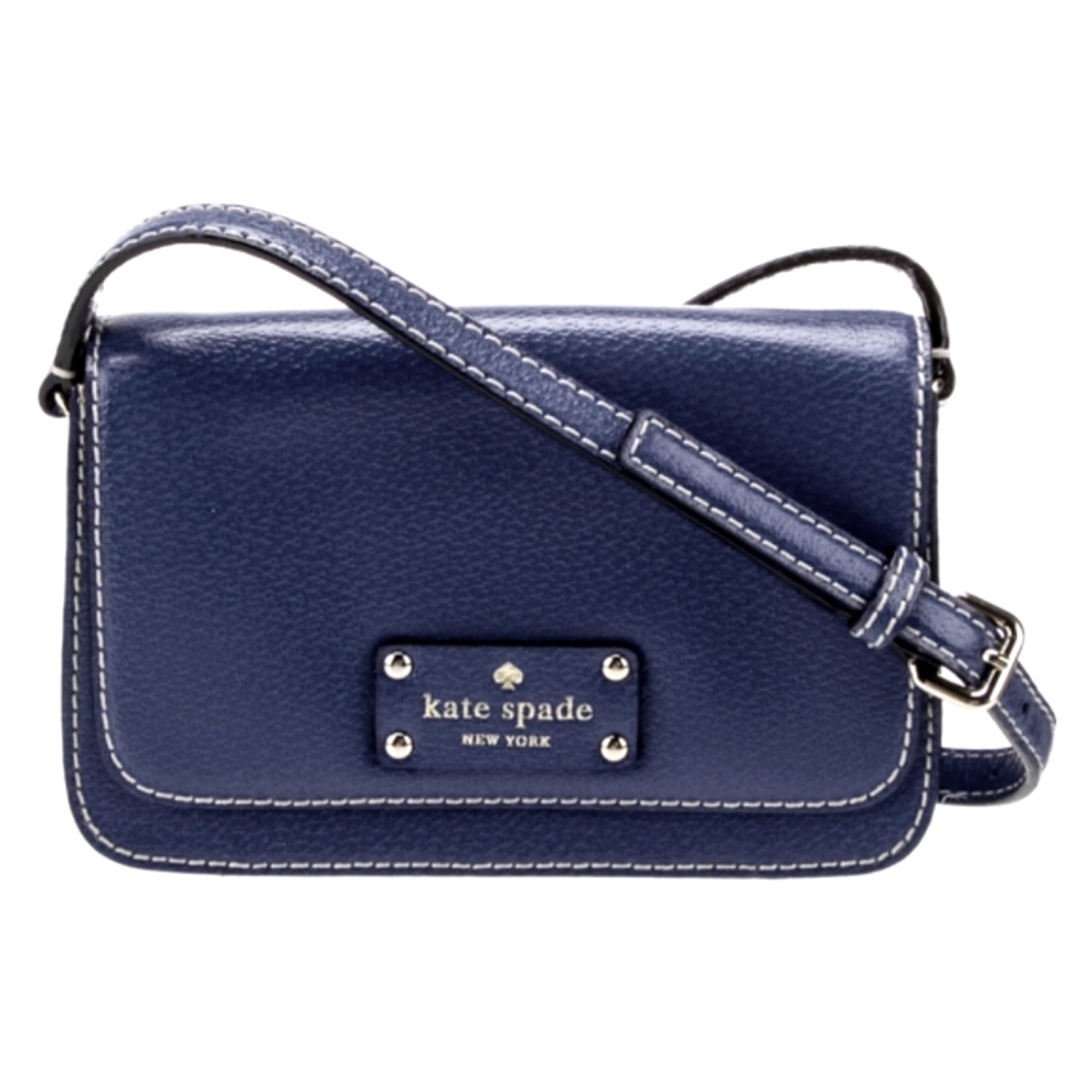 Kate Spade Blue Leather Flap Crossbody Bag